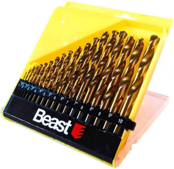juego brocas titanio 1-10-mm 19 piezas en estuche beast